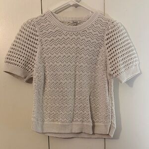 Madewell Cream Openwork Short-Sleeve Knit Top